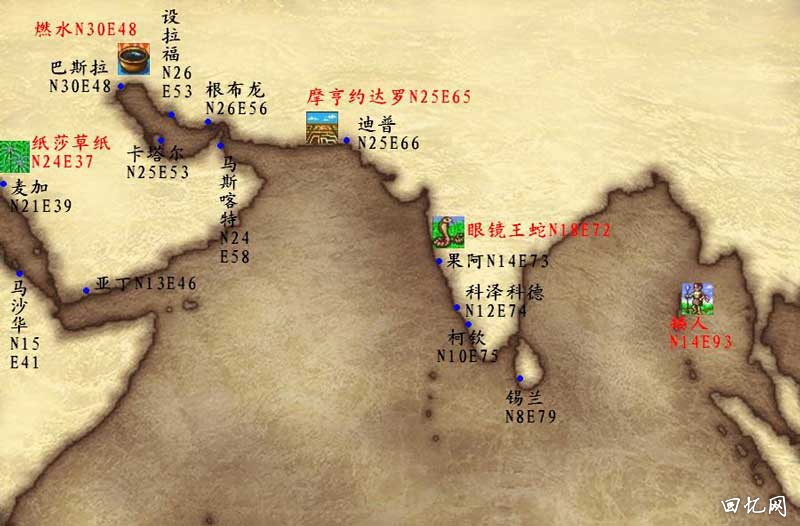 大航海时代2地图-印度洋部分资源